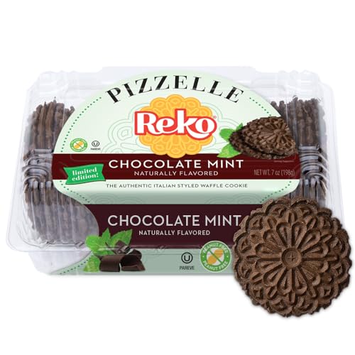 Reko Pizzelle Authentic Italian Style Waffle Cookie, Chocolate Mint, 7 Ounce (Pack of 1)