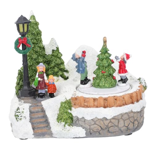 GOOHOCHY Xmas Resin House Decor Led Music Small House Landscape Lighting Decor for Christmas