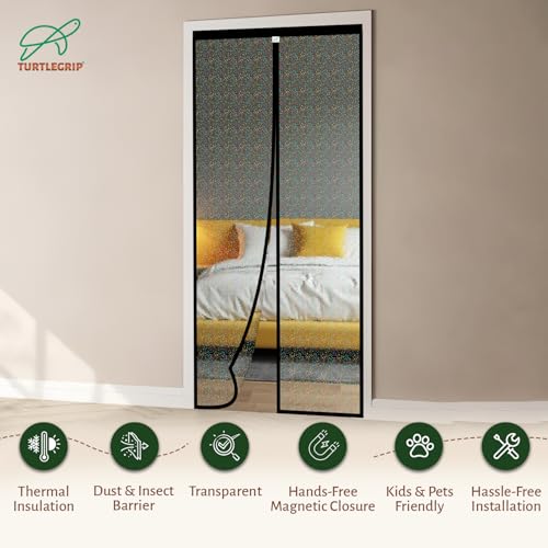 Image of Turtlegrip Thermal Door Screen | Magnetic AC Curtain | Translucent Glitter Finish | Dust & Insect Protection | (205x100 cm) | Non-Customizable