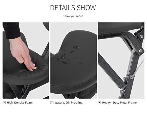 Massage Chair Portable Tattoo Chair Folding Height Adjustable 2 Inch Thick Sponge Light Weight Therapy Chairs Carring Bag Face Cradle Travel Spa Chairs (Black) #TOP4