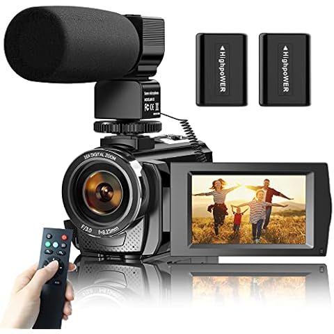Aasonida Video Camera Camcorder for YouTube, Digital Vlogging Camera FHD 1080P 30FPS 24MP 3.0 Inch 270° Rotation Screen Video Recorder with Microphone, Remote Control, 2 Batteries Cover