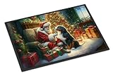 Caroline's Treasures DAC4069JMAT Bernese Mountain Dog and Santa Claus Doormat Front Door Mat Indoor Outdoor Rugs for Entryway, Non Slip Washable Low Pile, 24H X 36W