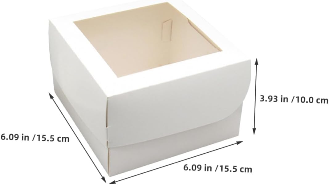 25pcs White Bakery Boxes with Window 4-inch Small Cake Packaging Boxes Food-grade 350gsm Paperboard with Paper Trays for Pastry Desserts Takeout