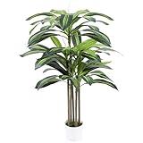 Artificial Dracaena Tree 4FT, 5 Stems Artificial Plants Indoor, Low Maintenance Tall Fake Plants with Lifelike Leaves, Faux Dracaena Tree with Planter for Home Office Living Room Decor Indoor Outdoor