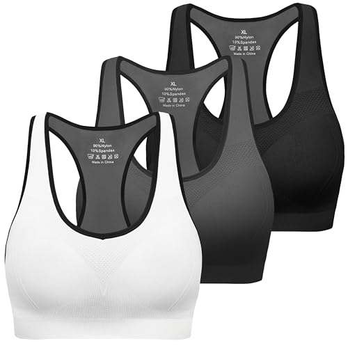 MIRITY Women's Seamless Racerback Sports Bras - High Impact Workout Gym Activewear Bra