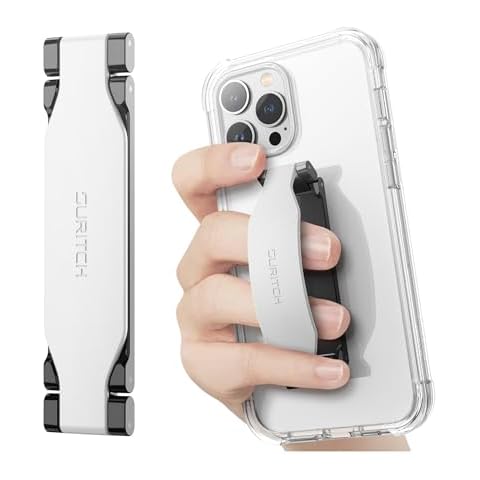 SURITCH Phone Grip Strap Finger Loop Holder for Back of Phone, 2-in-1 Soft Silicone Gripper Kickstand for iPhone Samsung and Most Cell Phone Cases, 3.94" White Cover