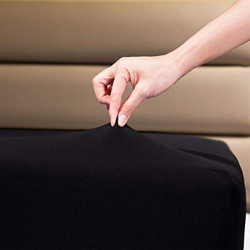 COSMOPLUS Fitted Sheet Full Fitted Sheet Onlyï¼ˆNo Flat Sheet or Pillow Shamsï¼‰,4 Way Stretch Micro-Knit,Snug Fit,Wrinkle Free,for Standard Mattress and Air Bed Mattress from 8â€ Up to 14â€,Black