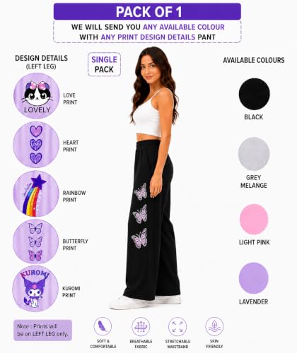 Image of Girls Wide Leg Casual Pant with Graphic Print Pack of 1