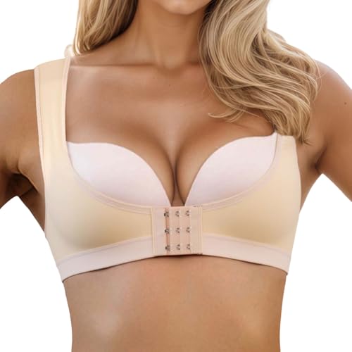 Soporte de garganta cómodo cierre delantero para mujer uso diario sin marco camiseta sujetador suave bralette con banda ancha que ofrece efecto corrector y mantenimiento óptimo P, blanco, XL
