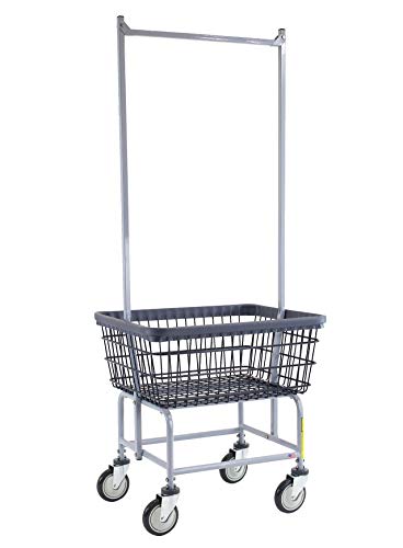 R&B Wire 100E58/D7 Wire Laundry Cart with Double Pole Rack, 2.5 Bushel, Dura-Seven, Seven Year No Rust Guarantee