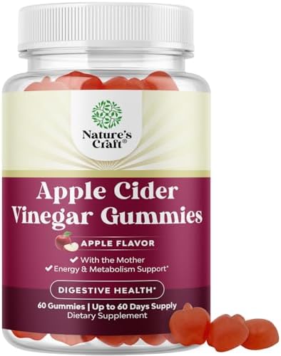 Apple Cider Vinegar Gummies with Mother – Cleanse & Detox ACV Gummies for Weight Loss, Gut Health, Bloating, Metabolism & Energy Support – ACV with Mother with B12 Vitamin, B6 & Pomegranate – 60 Ct