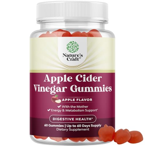 Apple Cider Vinegar Gummies with Mother - Cleanse & Detox ACV Gummies for Weight Loss, Gut Health, Bloating, Metabolism & Energy Support - ACV with Mother with B12 Vitamin, B6 & Pomegranate - 60 Ct