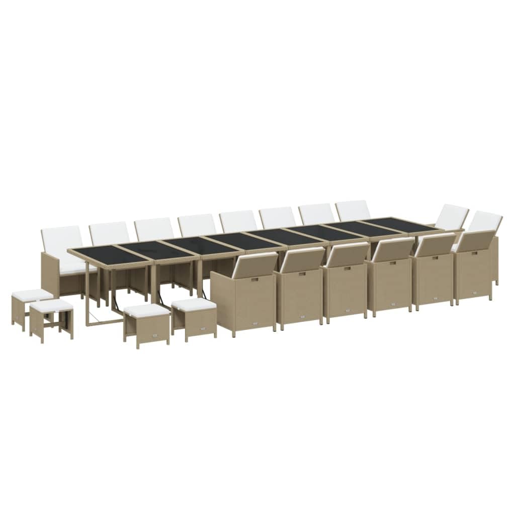 Helloshop26 Set da pranzo Soggiorno da giardino Mobili da esterno Cuscini 21 pezzi Beige resina intrecciata 02_0014432