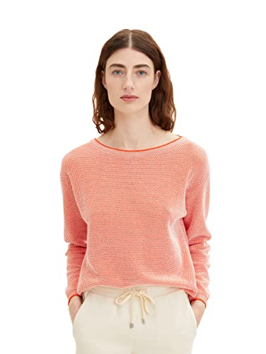 TOM TAILOR Damen Strickpullover aus Bio-Baumwolle, 31310 - Red Bubble Structure, XS – Ansicht 1