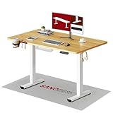 SANODESK Escritorio Elevable Eléctrico con Tablero Completo, Mesa Ajustable en Altura con Sistema Anticolisión, Función de Memoria de 4 Alturas con Gancho y Caja de Almacenamiento, 110x54cm, Arce