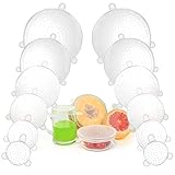 Silicone Stretch Lids, Reusable Durable and Expandable Miracle Lids, Seal Silicone Covers Bowl for Food Storage & Leftovers - Keep Food Fresh, Stretch for Container, in Dishwasher (12 Pack)