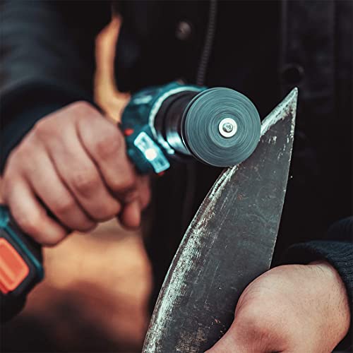 LAOJU Lawnmower Blade Sharpener 4 Pack Rotary Lawn Mower Sharpener with Steel Backing, Universal Garden Tool Blade Sharpener for Power Drill Hand Drill - Thumbnail 6