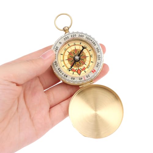 Brújula portátil de bolsillo de latón dorado para camping miniatura 2