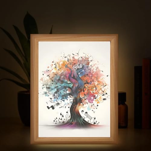 Light Up Painting, Colorful Tree Wall Art Picture Light Tree of Life Light Up Desktop Art Decor, 10 Brightness, USB Powered, 3 Lighting Modes, Anxiety Relief Gift for Bedroom Home - Without Frame