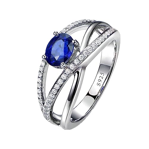 Bague de mariage femme en argent 925 avec zircone cubique bleu