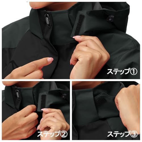 TBMPOY レディース マウンテンパーカー ブラック-01 L