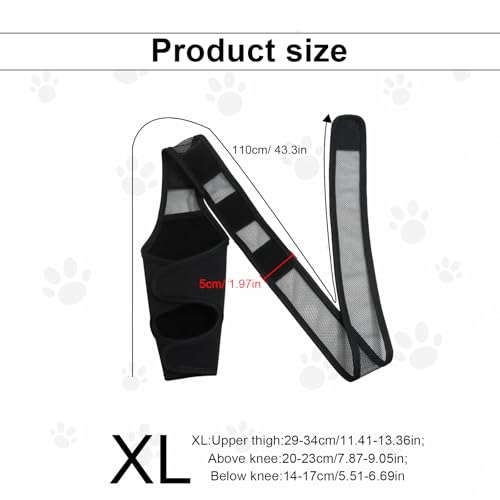Shwdsy Gummi Verband Hund, Verstellbar Leckschutz Hund Hinterbein, Schwarz Hundebeinschutz, zur Stützung und zum Schutz der Vorder- und Hinterbeine von Hunden