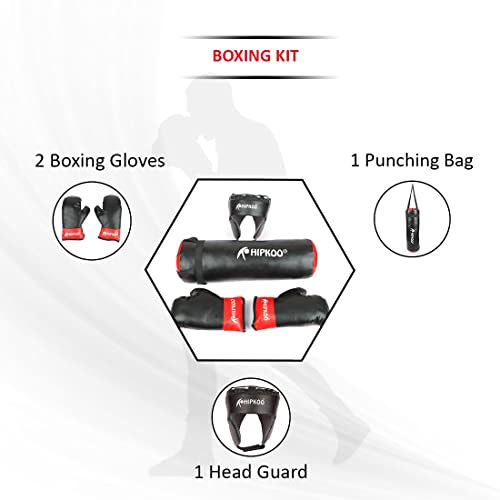 Hipkoo Sports Kids Champ Junior Boxing Set | 1 Punching Bag, 1 Head Guard, 2 Boxing Gloves | Boxing Training Punching Bag & Gloves for Boys & Girls | for 3 to 10 Years Kids (Set of 4) 5 41cE3g9CUPL