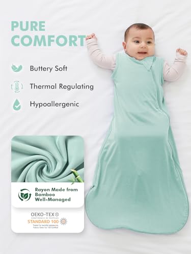 Image of HAPIU Unisex Rayon Made from Bamboo Baby Sleep Sack TOG 0.5, 2-Way Premium Zipper, Wearable Blanket