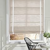 Cordless Roman Shades, Light Filtering Sand Beige Fabric Window Shades