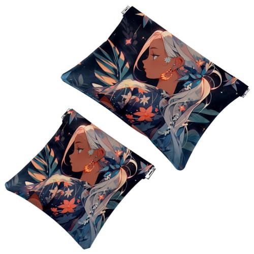 Travel Chic: Starry Sky Flamingo Girl-906 - Custodia portatile per trucchi e piccoli oggetti Multicolore