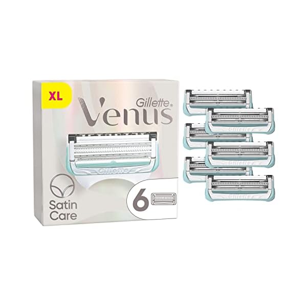 Gillette Venus Satin Care Rasierklingen für den Intimbereich, 6 Ersatzklingen für Intimrasierer Frauen