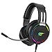 havit Cuffie gaming PS4 Cuffie da gioco con illuminazione RGBAudio surround, controller 50MM e microfono con riduzione del rumore per Xbox One/PC/Cellulare （2010d, Nero)