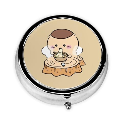 ピルケース ちいかわ くりまんじゅう 薬ケース 薬箱 薬整理ケース 錠剤入れ 薬入れ 丸型 3仕切り かわいい おしゃれ 折りたたみ式 軽量 耐久性 密閉 遮光 防湿 飲み忘れ防止 携帯便利 コンパクト 旅行用