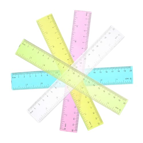 TOYZFRIENDY 色付き プラスチック定規 20cm フレキシブル デザインツール 測定ツール 学生用 オフィス文具 5個セット