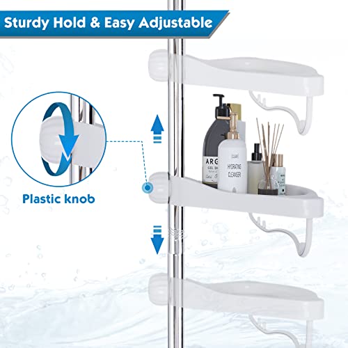 Tension Shower Caddy, Rustproof 4 Tier Abs Basket Shelves With Stainless Steel Tension Pole, 56 To 125 Inch Adjustable Shower Rack For Inside Shower,Bathroom,Bathtub,Restroom Floor Standing Rack #TOP5