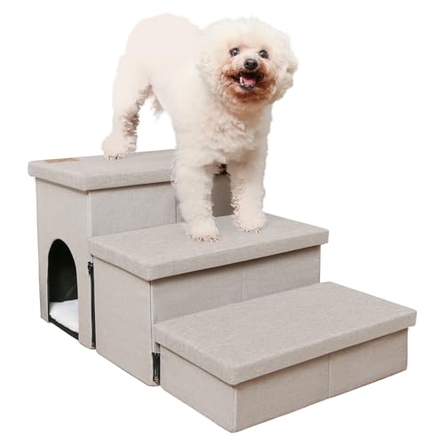 HOMELYSIAN Escadas para Cães para Camas Altas, Degraus Dobráveis para Animais de Estimação para Cães