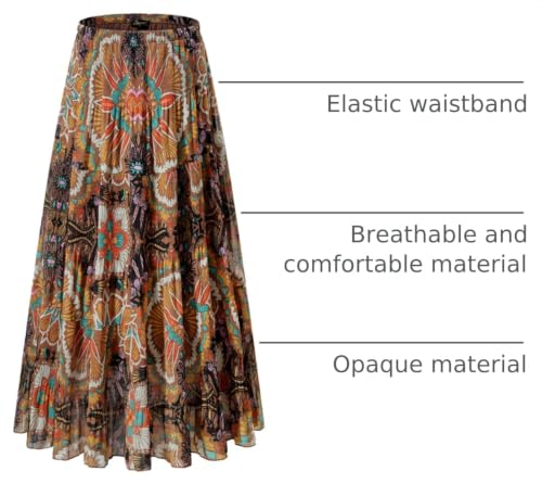 Image of NASHALYLY Women's Chiffon Elastic High Waist Pleated A-Line Flared Maxi Skirts