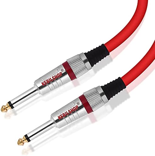 6.35mm Guitar Cable 1/4 Inch Guitar Instrument Cable 6.35mm (1/4) TS Mono to Mono 6.35mm (1/4) TS Audio Cable Male to Male Metal plug (RED/5 Meter/16 Feet)