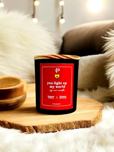 Image of SINCE 7 STORE You Light Up My World Black Frosted Jar Soy Wax Scented Candle with Gift Box for Couples, Girlfriend, Romantic Gift for Love & Special Occasions