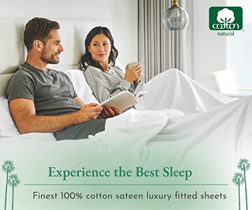 California Design Den Luxury Cotton Sateen Damask Stripe King Fitted Sheet Only thumb #1