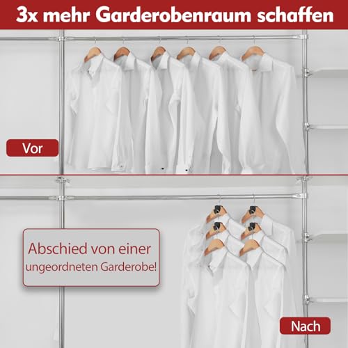 Kleiderbügel Platzsparend 70 Stück - Schwerlast Organizer bis 20KG | Stabile platzsparende Kleiderbügel zur Kleider-Aufbewahrung | Schwarz – Ansicht 3