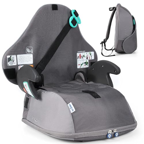 Trunki BoostApak Seggiolino di Sicurezza per Auto - Seggiolino di Sicurezza con Schienale Alto Certificato R129 per Bambini 126–150cm, Pieghevole, Zaino da Viaggio Portatile - Grigio Grafite