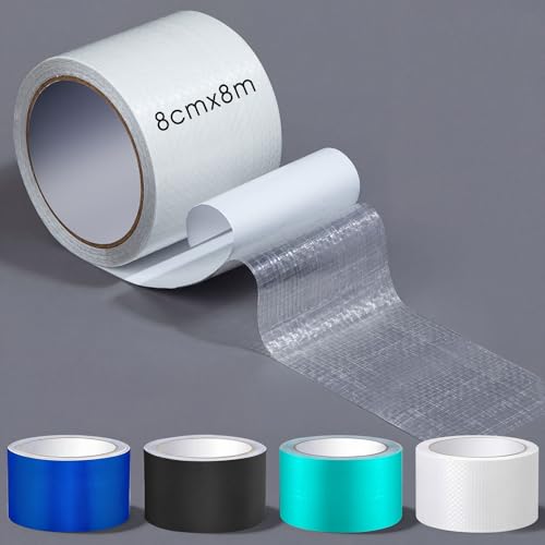 Sinmoe PE Cinta de Reparación de Lona con Adhesivo Tela Toldo Impermeable para Arreglar Lona Rota Reparar Toldo Descosido Cubierta para Camión Carpa Parche(Transparente)