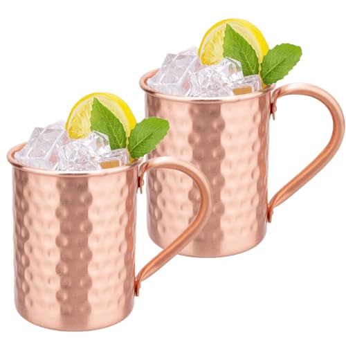 MeowvCraft Copper Mule Cups Set of 2, 14oz, Hand Hammered