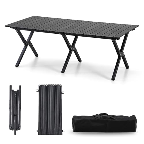 Mesa de Camping Plegable de Aluminio 4 Pies KAIHAOWIN Negra Versión Mejorada miniatura 1