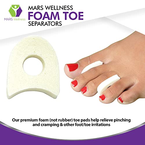 premium foam toe separators for women and men - made in usa - foam toe spacers for corn blister and hammer toe relief - 14 inch 50 pack