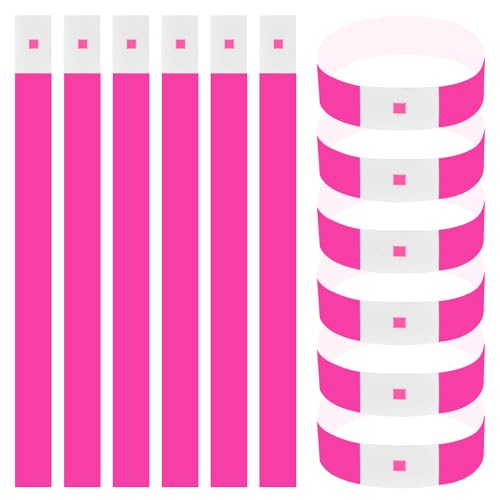 600 Pulseras de Entrada, Pulseras Papel para Eventos, Pulseras de Identificacion, Pulseras Identificativas, Pulseras Fiesta Impermeables, Pulseras de Seguridad para Festivales Conciertos (Rosa)