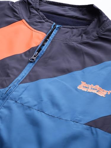 Image of The Indian Garage Co Men Regular Fit Colorblocked Wind Cheater