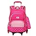 Produktbild PROTAURI Jungen Mädchen Trolley Rucksack Schultasche - Kinder Rollen Rucksack Daypacks Kindergepäck Reisegepäck Handgepäck Kinderkoffer Tasche Wasserdicht Reisekoffer mit 6 Räder