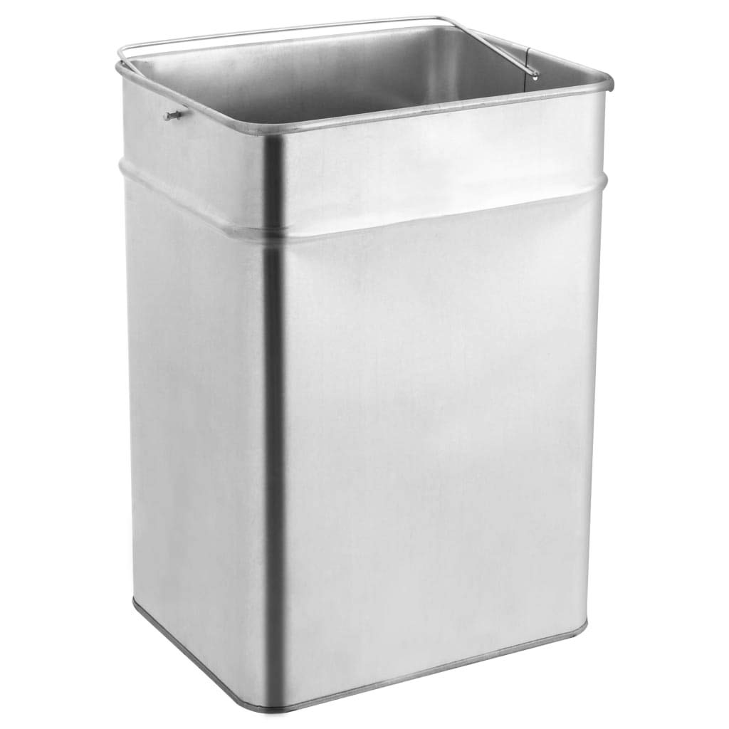 vidaXL Papelera con Cenicero Acero Inoxidable Basura Contenedor Cubo Diseño Elegante Funcional Sofisticado Insertos Extraíbles Robusto Capacidad 45L